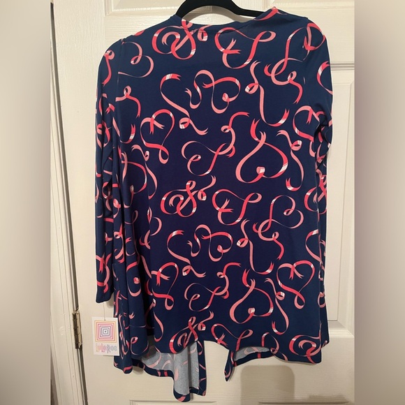 LuLaRoe Small Navy‎ and Pink Ribbon Cardigan - Picture 4 of 4